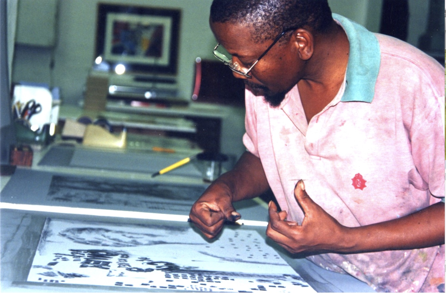 Lithographs by Kagiso Patrick Mautloa done in collaboration with The Artists' Press at The Bag Factory.