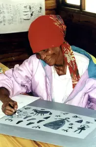 Prints by Coex'ae Qgam (Dada) who was a member of The Kuru Art Project.