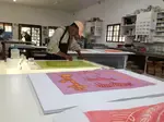 Monoprints Xgaoc’o  X’are who has been a member of the Kuru Art Project since 1992.