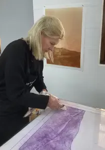 Monotype prints by Sue Martin landscapes of hope and light