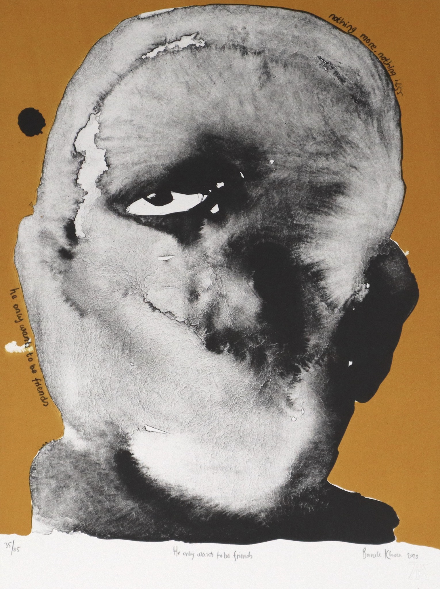 Banele Khoza lithograph of one eyed man