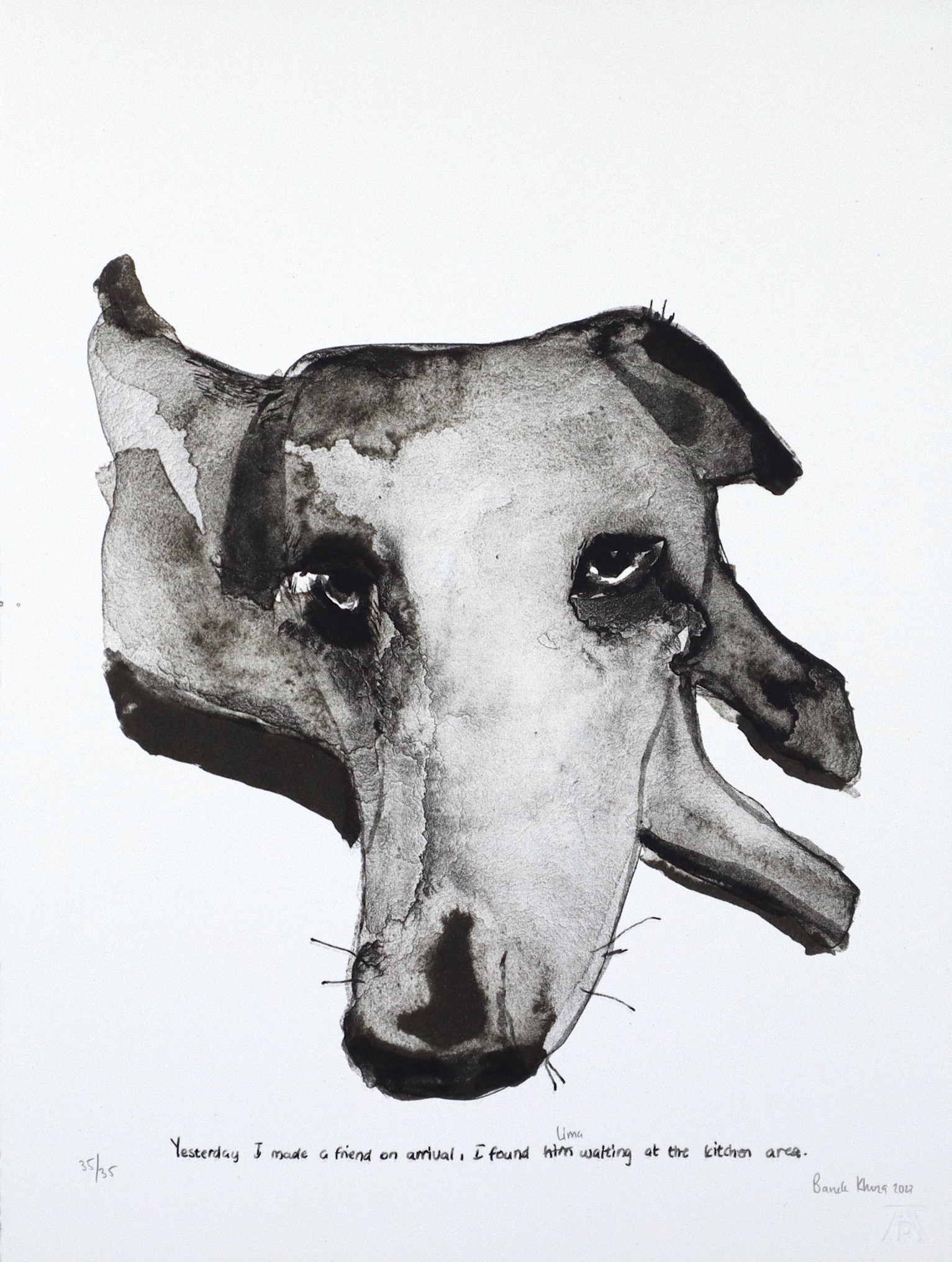 Banele Khoza lithograph of dog Lima