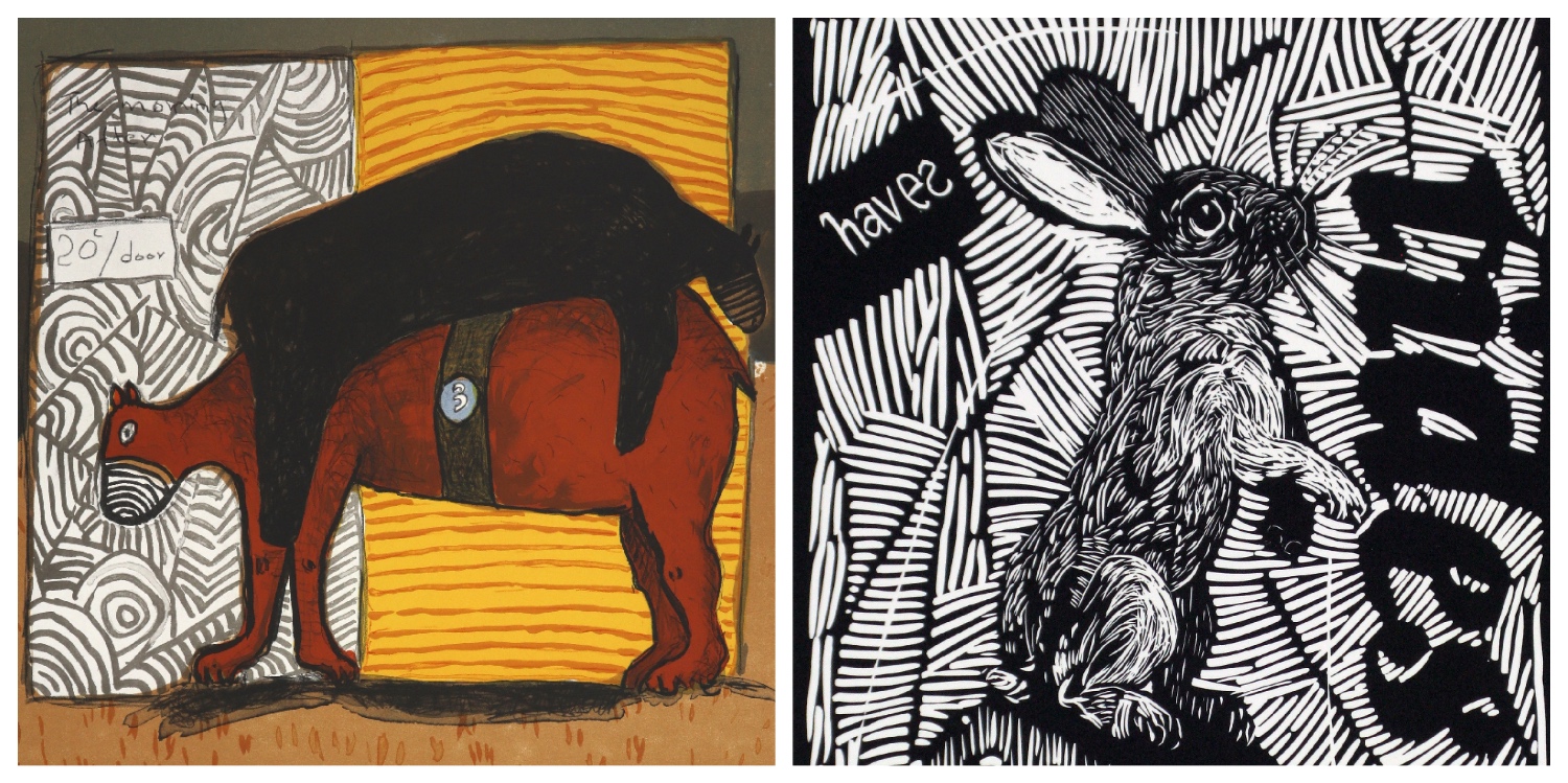 Details of two prints by Colbert Mashile to link to his page on the website