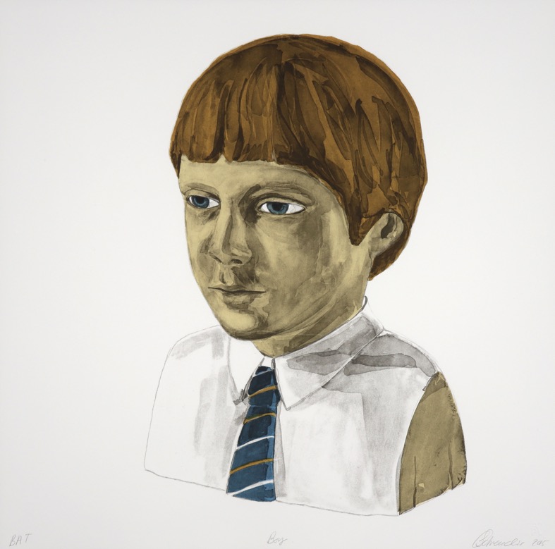 portrait bust of young boy in school uniform