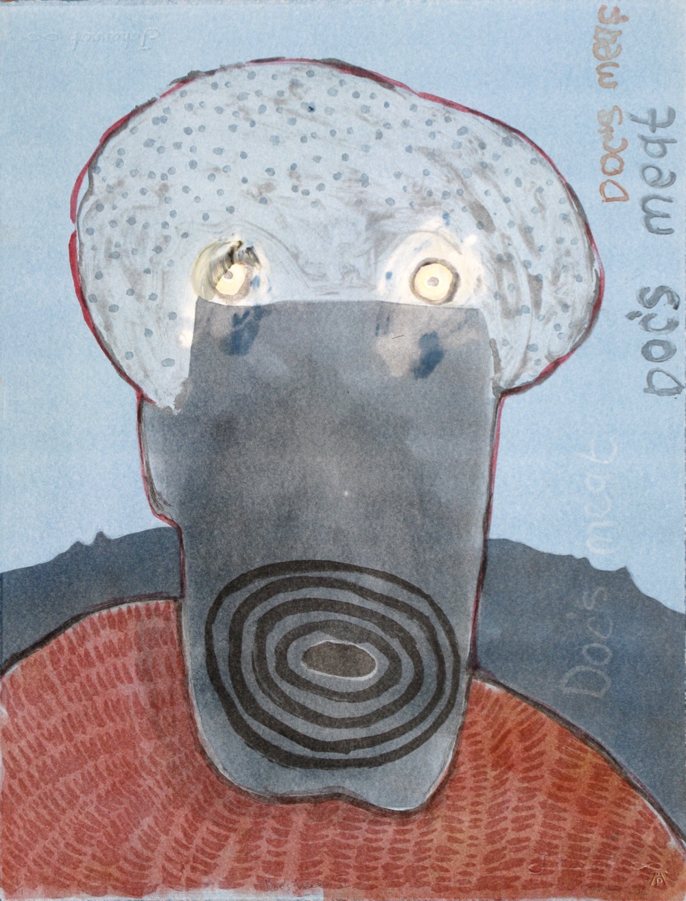 Human head and shoulders form with abstracted facial features set in a landscape with text