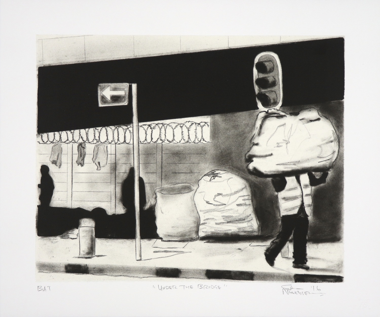 A selection of prints from The Artists' Press in black and white.