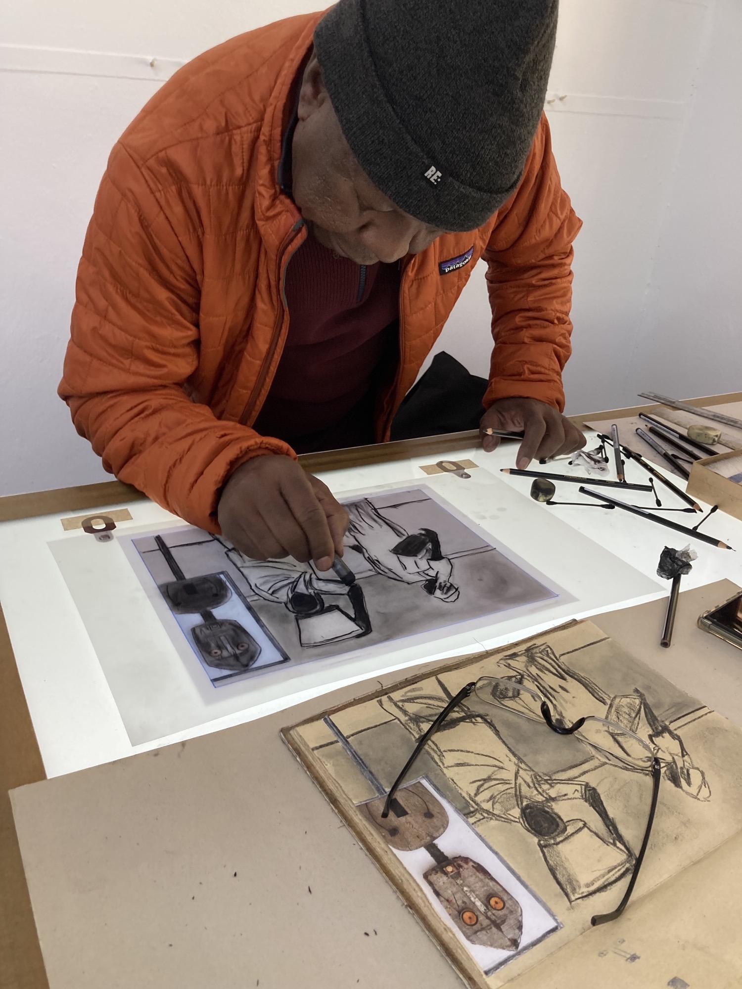 Sam Nhlengethwa drawing lithograph of senegal sketch 2025