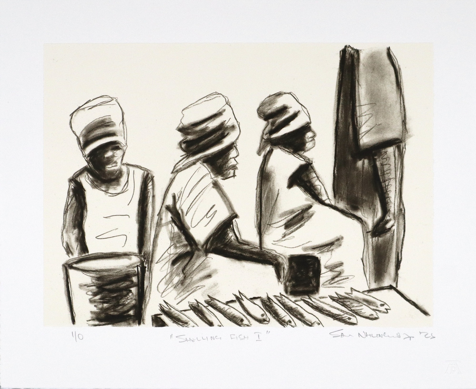 Sam Nhlengethwa Selling Fish II 2025 litho