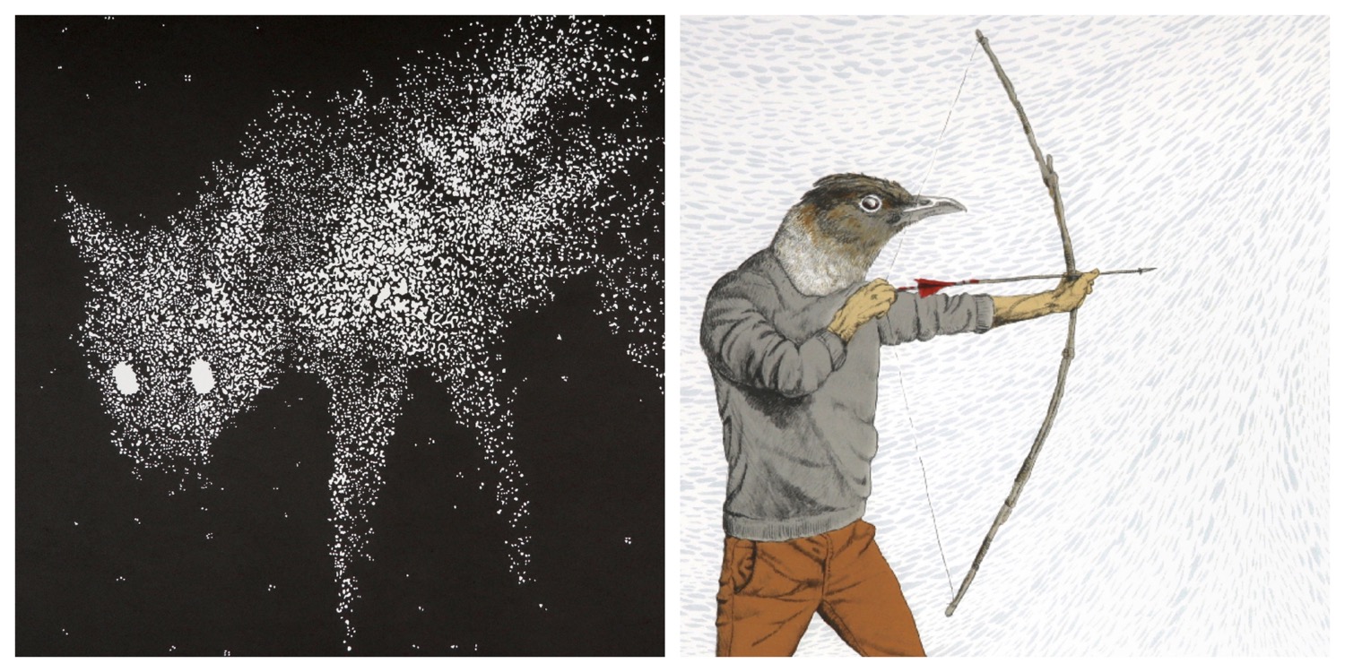 Details of two prints by Simon Attwood that to link to the page of his prints on the website
