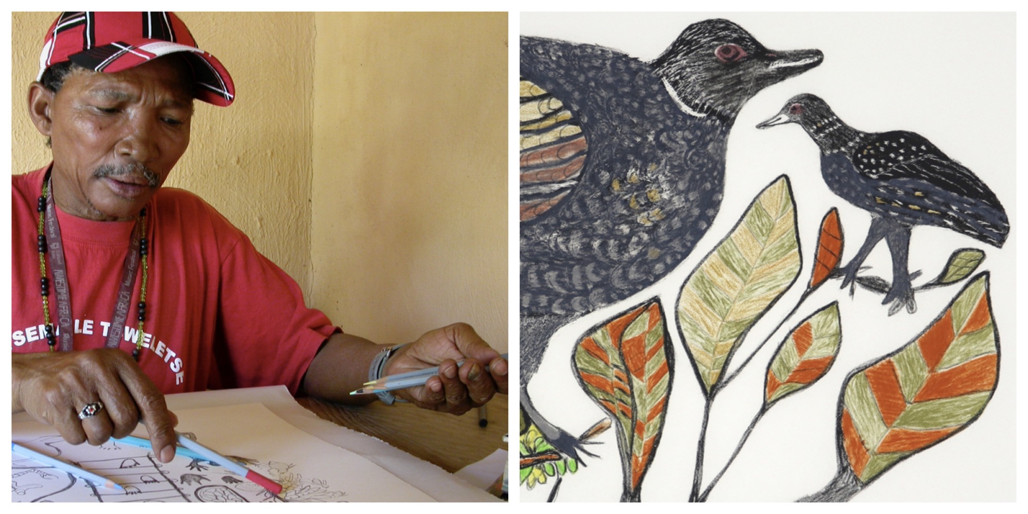 Xgaiga Qhomatca working on print as a link to his page on website