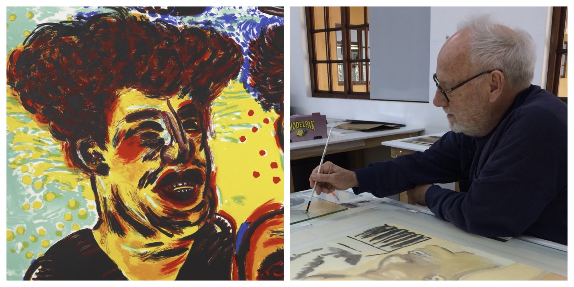 Andre Naude working on print as a link to his page on website
