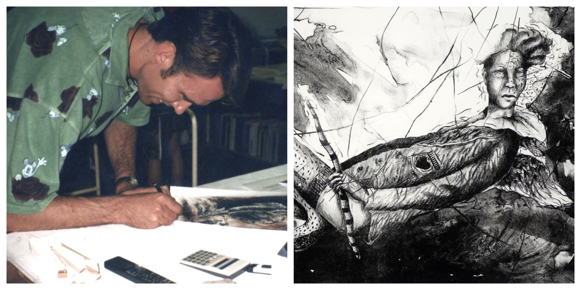 Chris Diedericks working on print as a link to his page on website