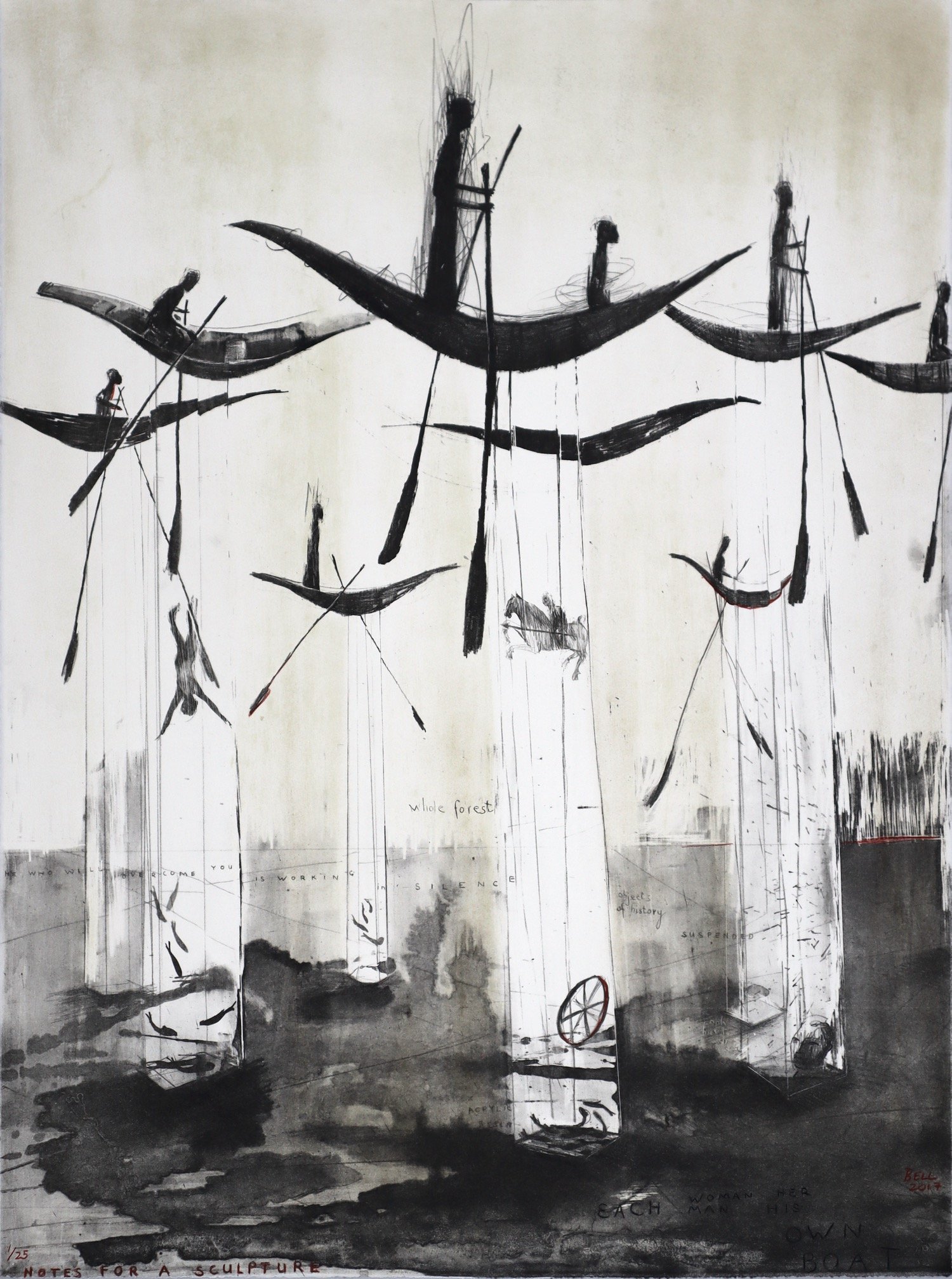 Deborah Bell Lithograph notes for a sculpture