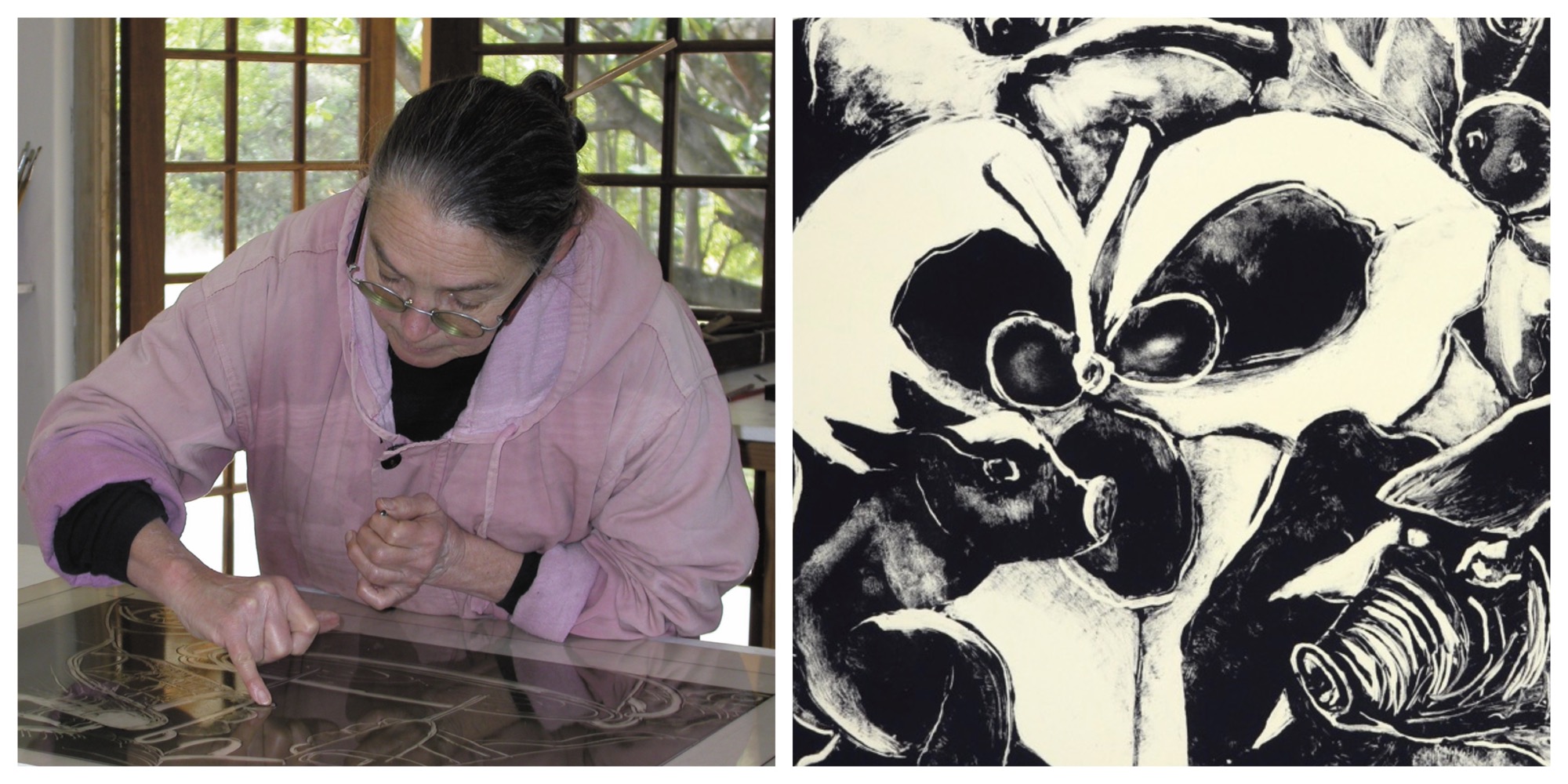 Elza Botha working on print as a link to her page on website
