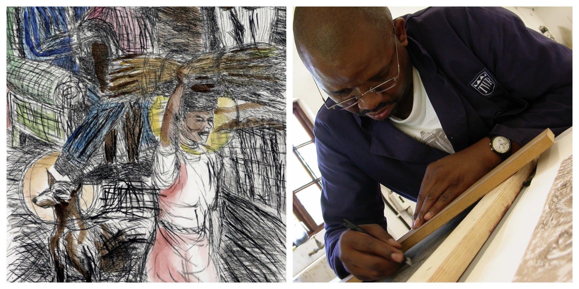 Moleleki Frank Ledimo working on print as a link to his page on website