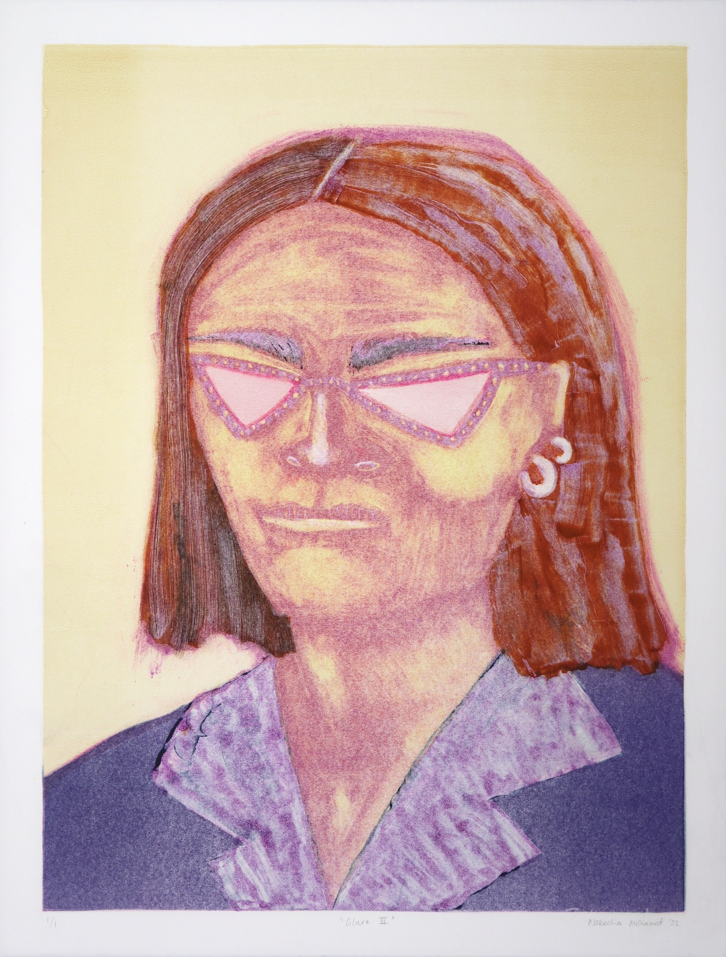 Mono of head and shoulders of fashion diva wearing sunglasses by Nabeeha Mohamed