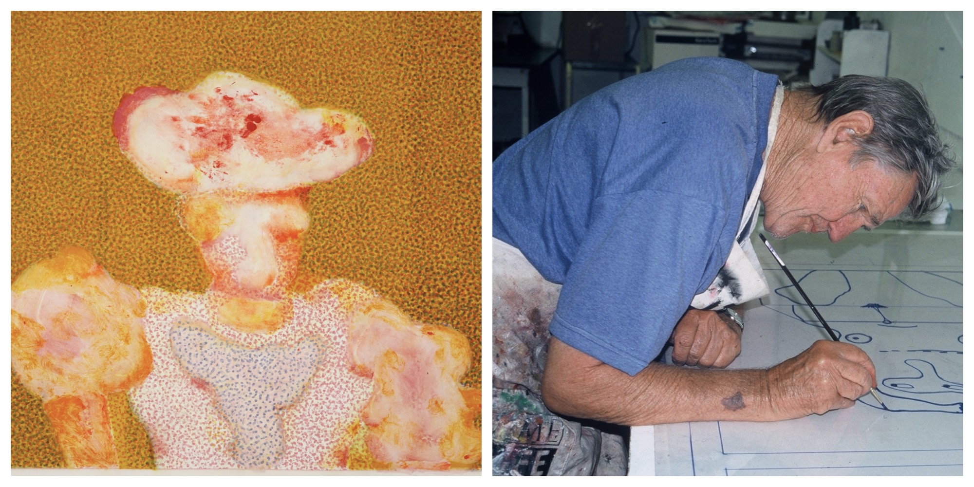 Robert Hodgins working on print as a link to his page on website