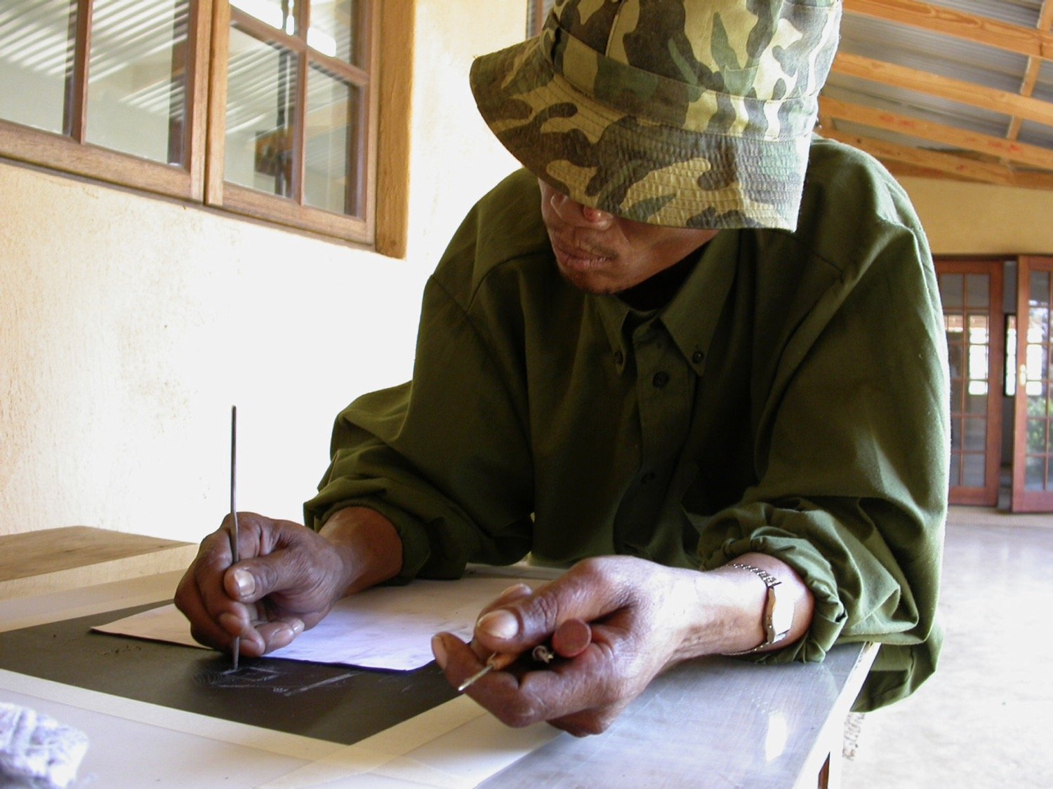 Lithographs by Thama Kase, a member of the Kuru Art Project in D'kar, Botswana.