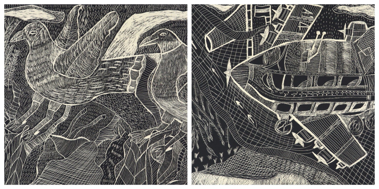Details of two prints by Ditiro Makwena to link to his page on the website
